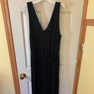 Black maxi dress with tie belt